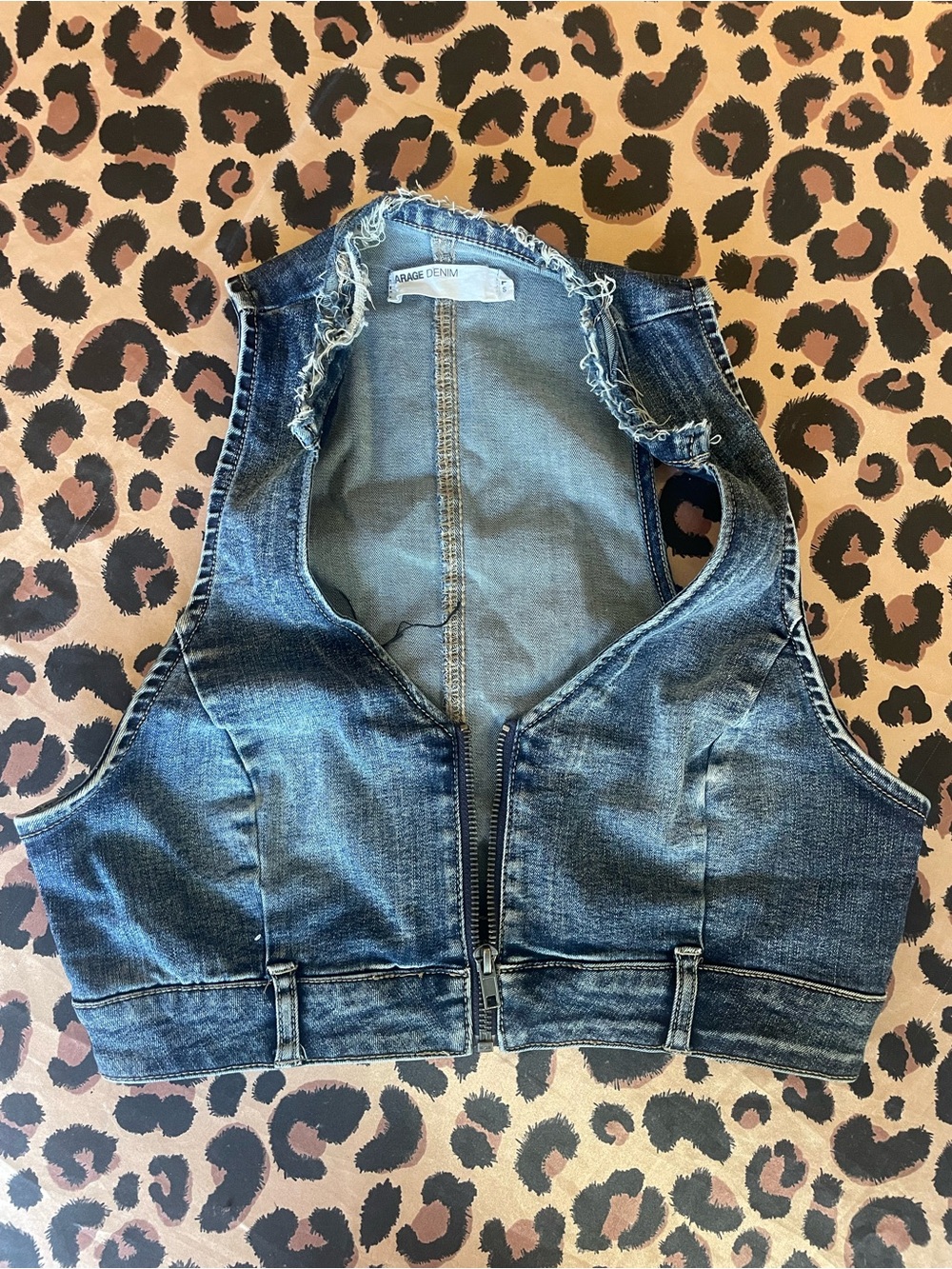 Garage Blue Denim Zip Front Vest